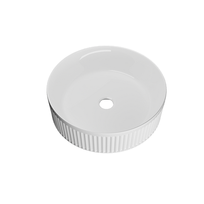 DeerValley DV-1V0320 16" x 16" Round Ceramic Vessel Sink with Wavy Texture Design