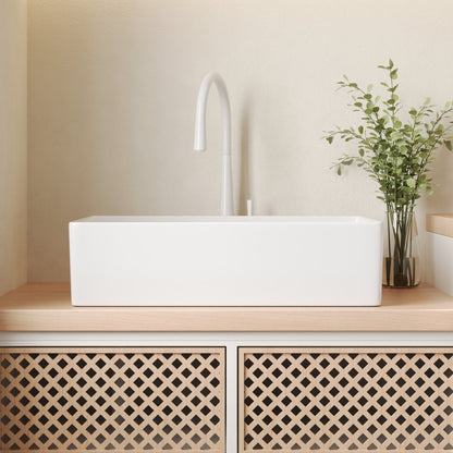 Perch 24" x 17" Square Ceramic Vessel Sink with Slanted Washboard Design