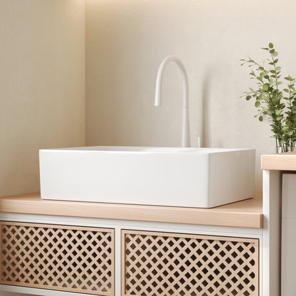 Perch 24" x 17" Square Ceramic Vessel Sink with Slanted Washboard Design