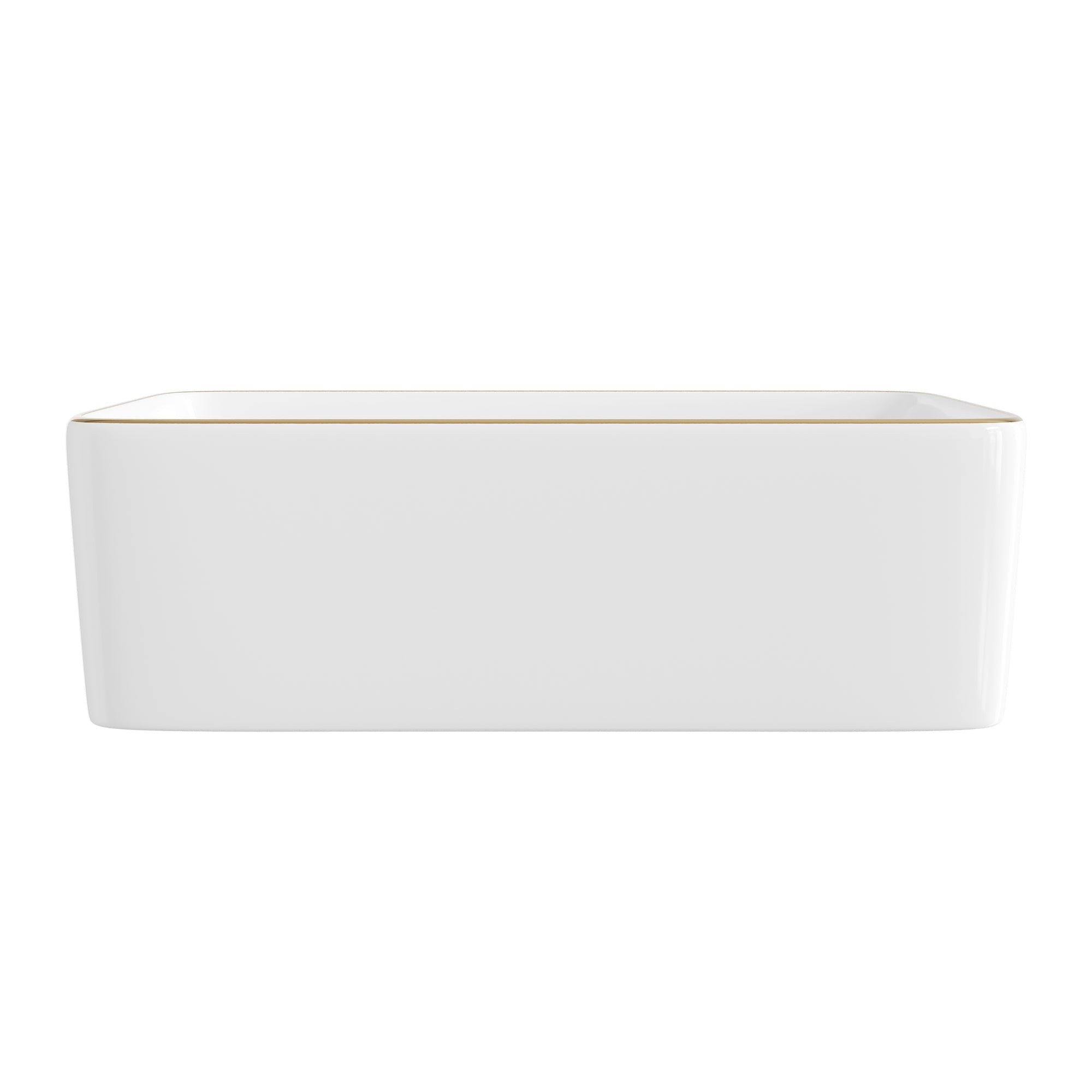 DeerValley Liberty 16"x12" Rectangular Vessel Sink with Gold Trim, White Ceramic Above Counter Bathroom Sink Bowl, DV-1V0366