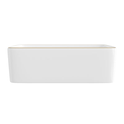 DeerValley DV-1V0366  16"x12" Rectangular Vessel Sink with Gold Trim, White Ceramic Above Counter Bathroom Sink Bowl, DV-1V0366