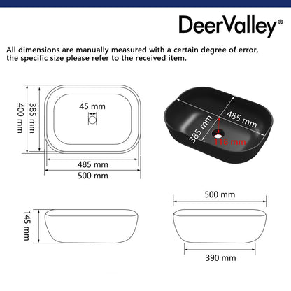 PRISM 20" Rectangular Vessel Bathroom Sink, Without Overflow