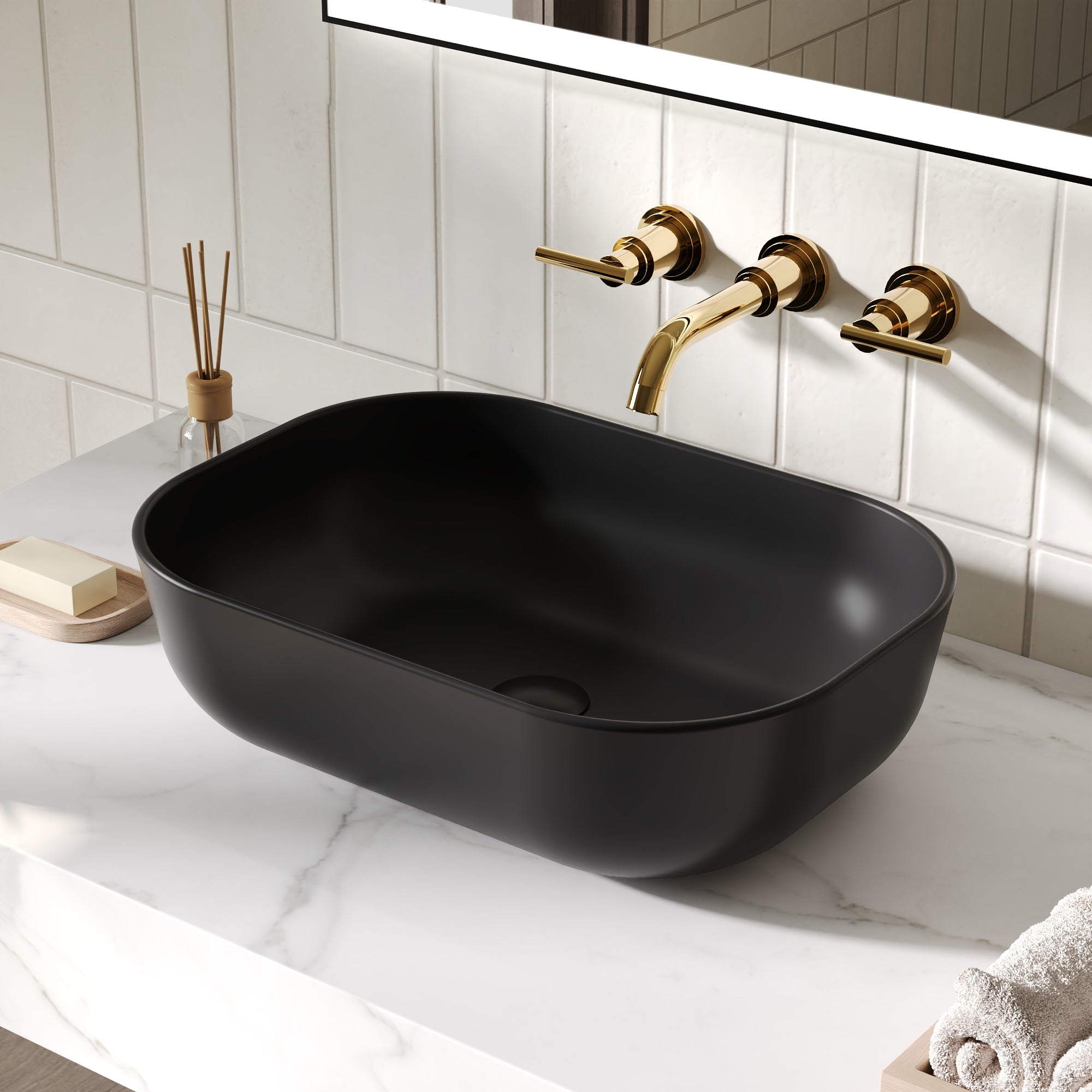 PRISM 20" Rectangular Vessel Bathroom Sink, Without Overflow