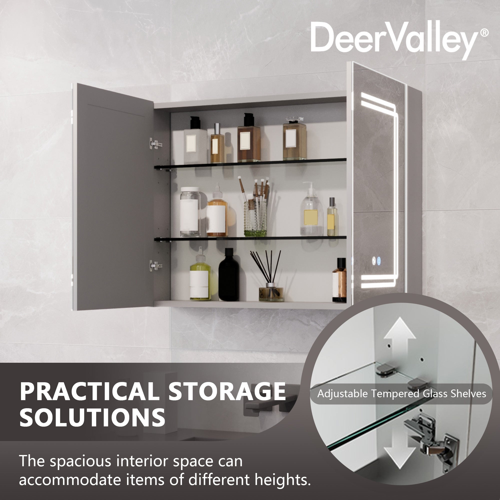 Two/Three Doors Rectangular Bathroom Medicine Cabinet,with Mirror With Multiple Types