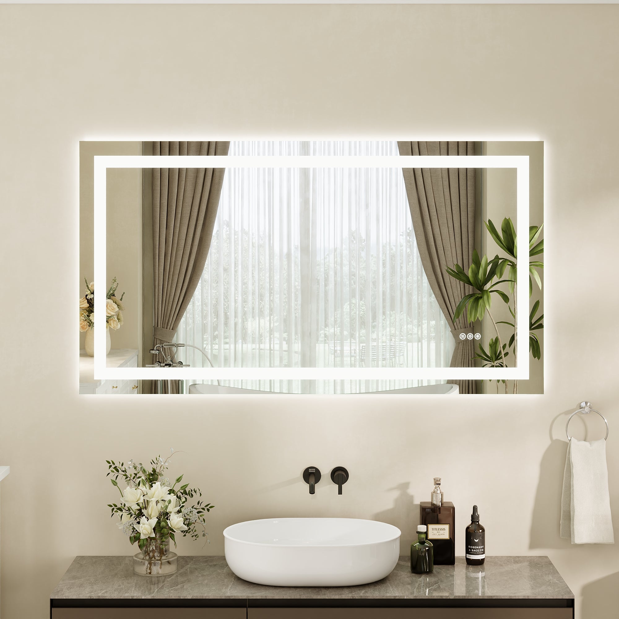 DeerValley 40"x 32" / 55"x 30"  LED Bathroom Mirror with Lights, 1.5X Anti-Fog, Front and Backlit Frameless LED Mirror£¬DV-1VM0309/DV-1VM0308