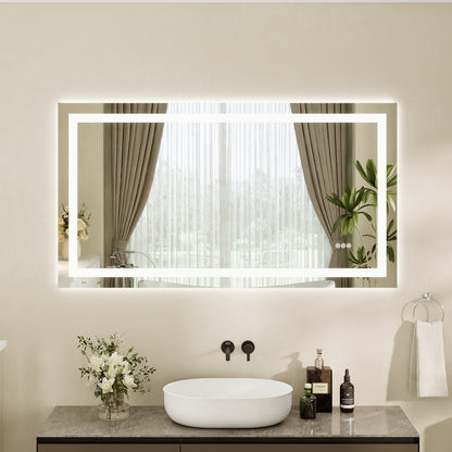 DeerValley 40"x 32" / 55"x 30"  LED Bathroom Mirror with Lights, 1.5X Anti-Fog, Front and Backlit Frameless LED Mirror£¬DV-1VM0309/DV-1VM0308