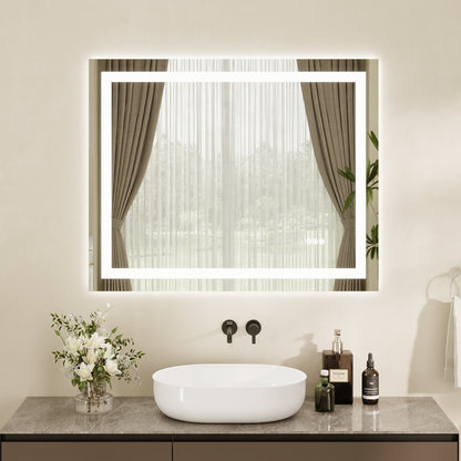 DeerValley 40"x 32" / 55"x 30"  LED Bathroom Mirror with Lights, 1.5X Anti-Fog, Front and Backlit Frameless LED Mirror£¬DV-1VM0309/DV-1VM0308
