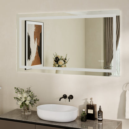 DeerValley 40"x 32" / 55"x 30"  LED Bathroom Mirror with Lights, 1.5X Anti-Fog, Front and Backlit Frameless LED Mirror£¬DV-1VM0309/DV-1VM0308