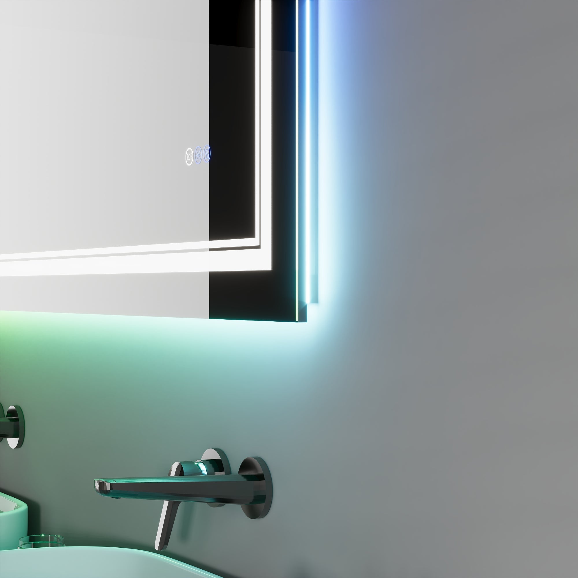 DeerValley 40"x 32" RGB LED Bathroom Mirror, Front Light and RGB Backlit Lighted Vanity Mirror