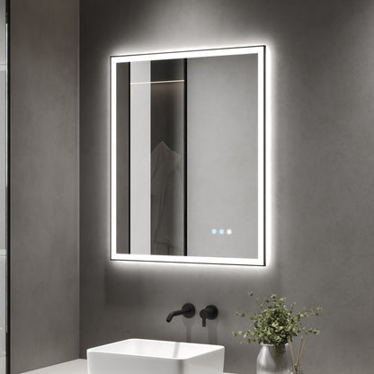 DeerValley 40"x 32" / 30"x 36"  LED Bathroom Vanity Mirror, Front and Backlit Matte Black Frame Lighted Vanity Mirrors