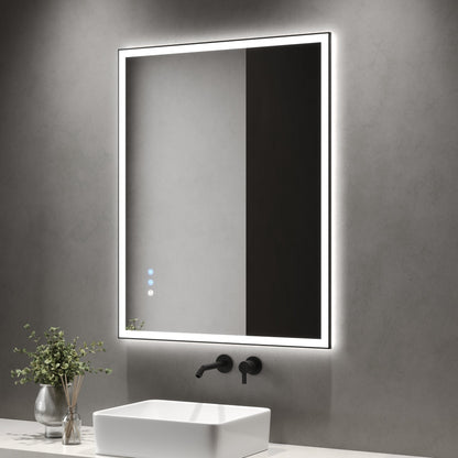 DeerValley 40"x 32" / 30"x 36"  LED Bathroom Vanity Mirror, Front and Backlit Matte Black Frame Lighted Vanity Mirrors