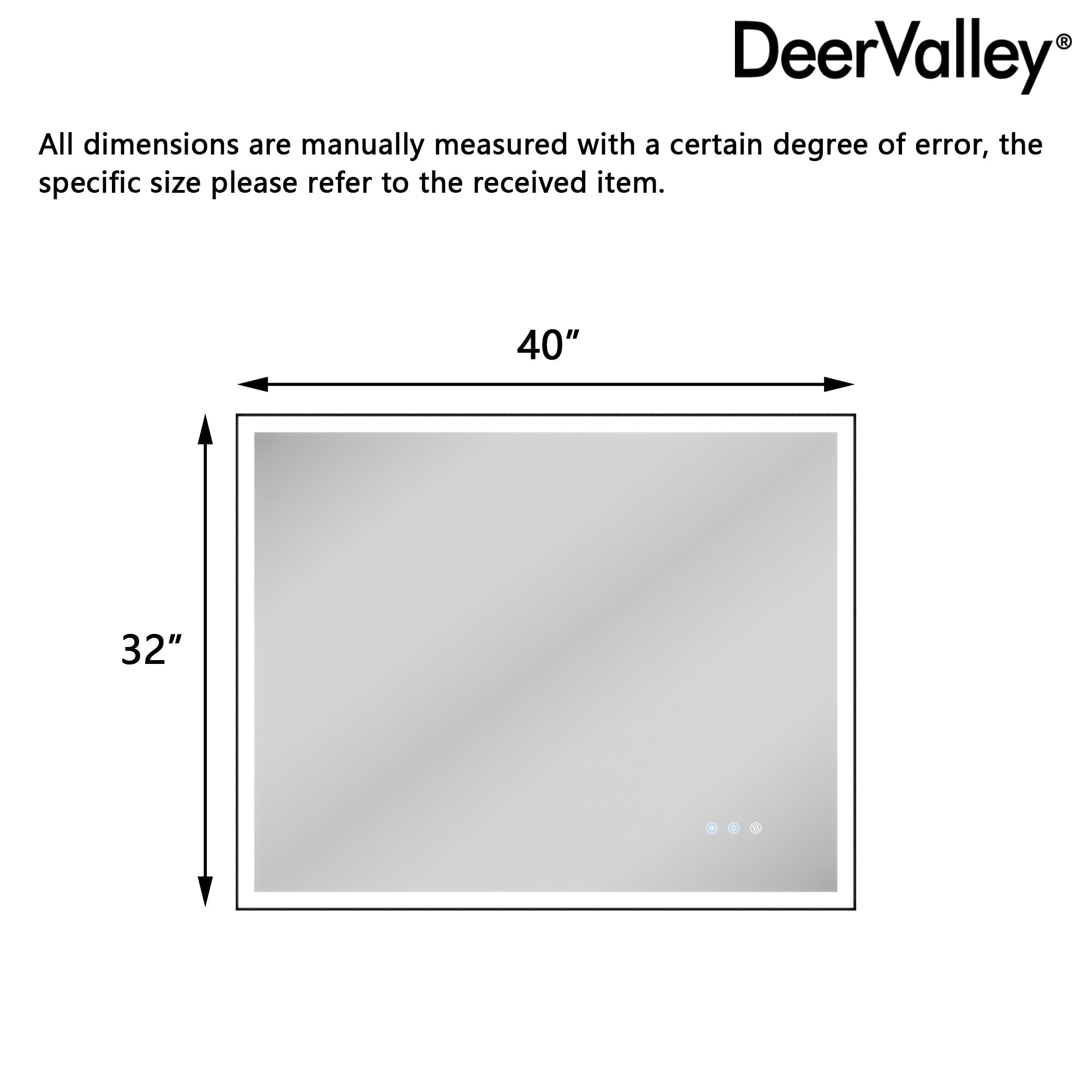 DeerValley 40"x 32" / 30"x 36"  LED Bathroom Vanity Mirror, Front and Backlit Matte Black Frame Lighted Vanity Mirrors