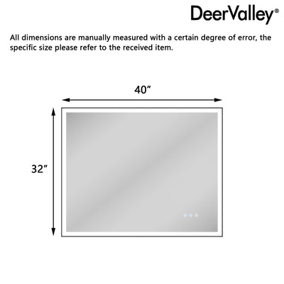 DeerValley 40"x 32" / 30"x 36"  LED Bathroom Vanity Mirror, Front and Backlit Matte Black Frame Lighted Vanity Mirrors