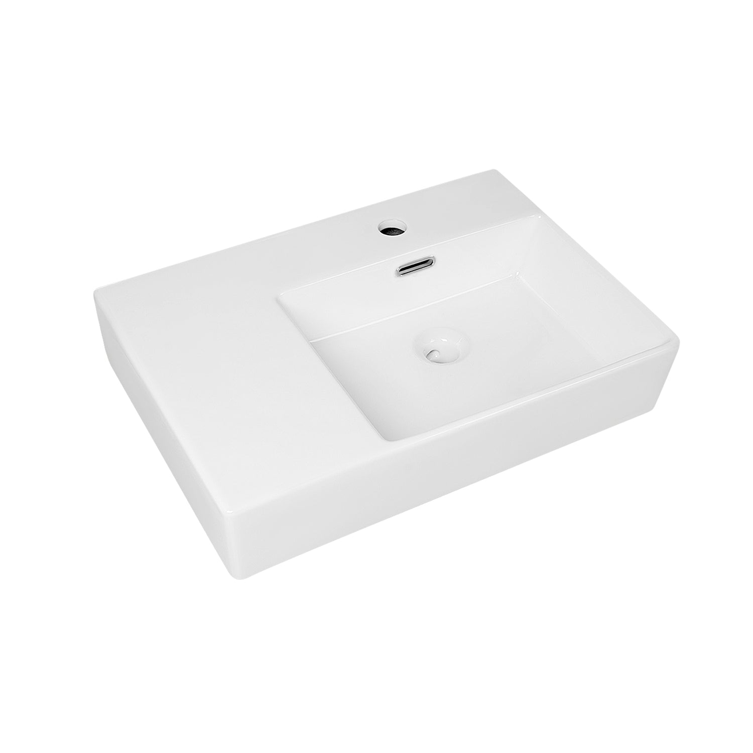 16.54" Rectangular Wall-Mount Bathroom Sink, Overflow Hole