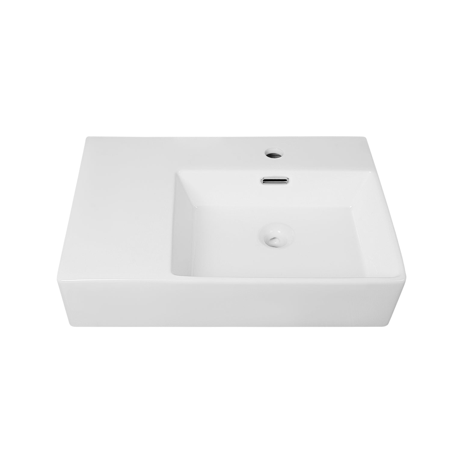 16.54" Rectangular Wall-Mount Bathroom Sink, Overflow Hole