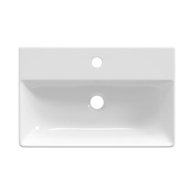 DeerValley 22"x14" Wall Mounted Bathroom Sink with Black Towel Bar, Rectangular Bathroom Sink with Overflow