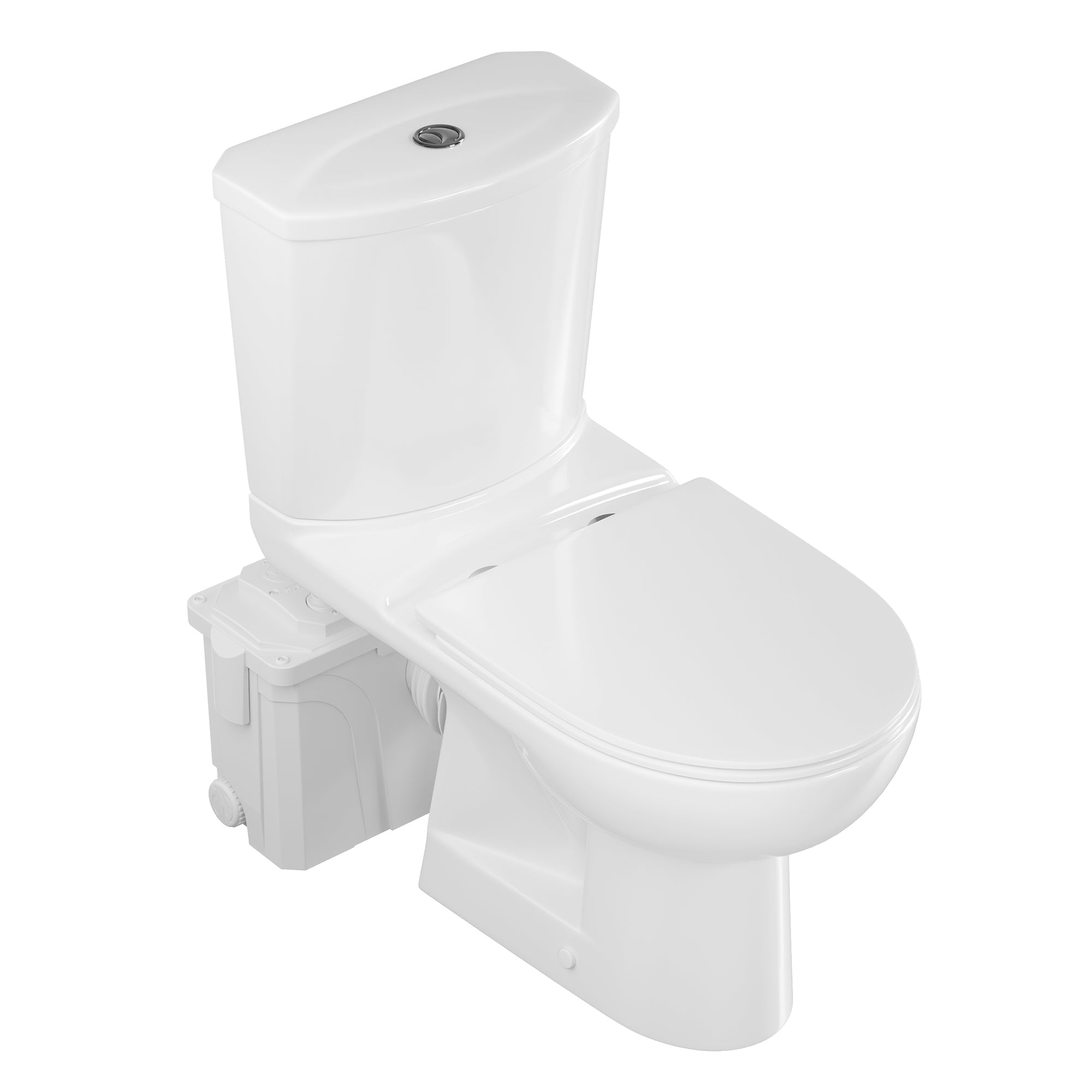 Macerating Toilet, 23ft Vertical Sewage Lift, 700W Stainless Steel Grinder, Dual Odor Control System