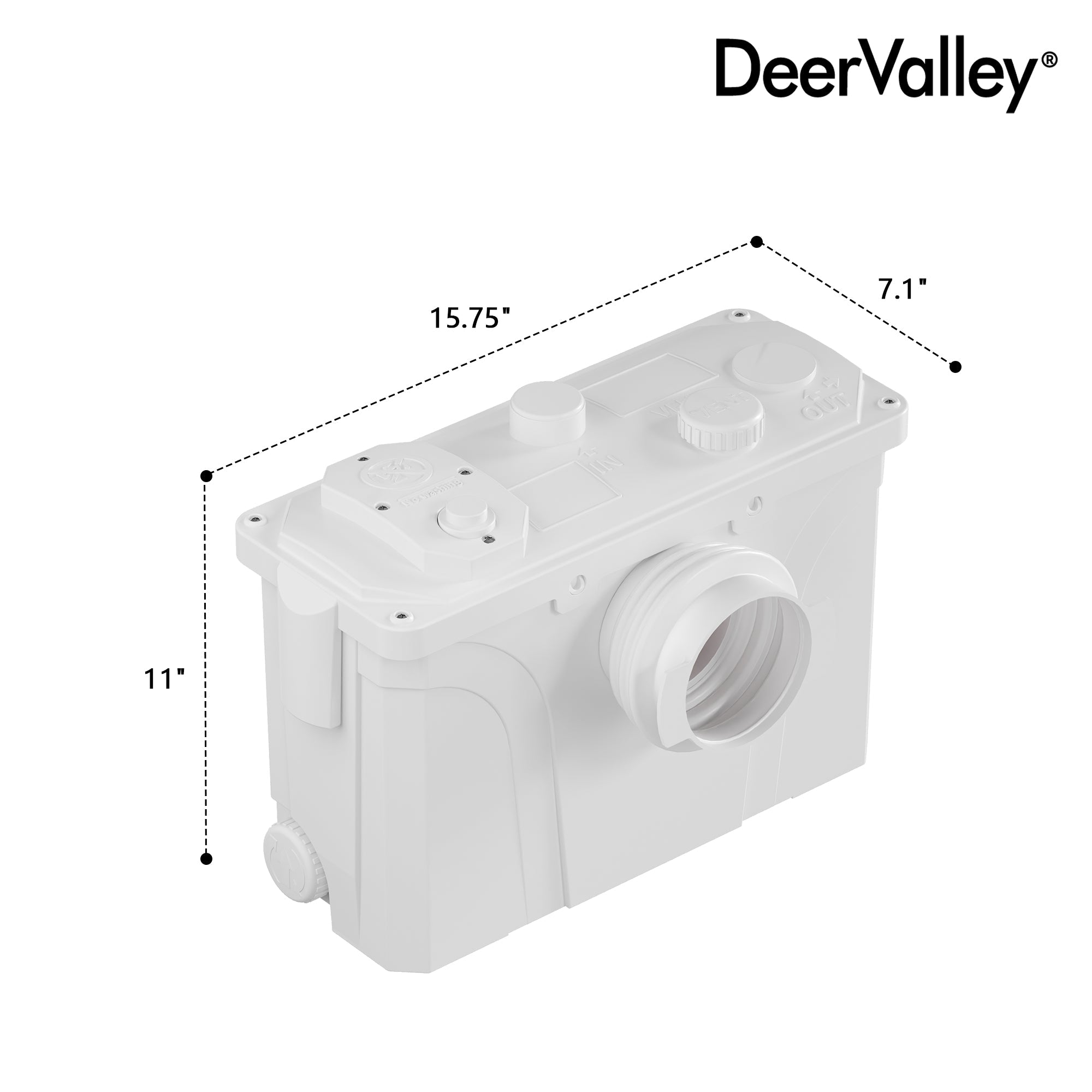 Macerating Toilet, 23ft Vertical Sewage Lift, 700W Stainless Steel Grinder, Dual Odor Control System
