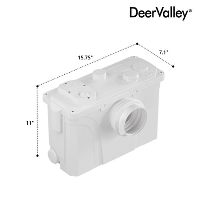 DV-2F295ZH005 Macerating Toilet, 23ft Vertical Sewage Lift, 700W Stainless Steel Grinder, Dual Odor Control System