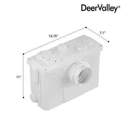 Macerating Toilet, 23ft Vertical Sewage Lift, 700W Stainless Steel Grinder, Dual Odor Control System