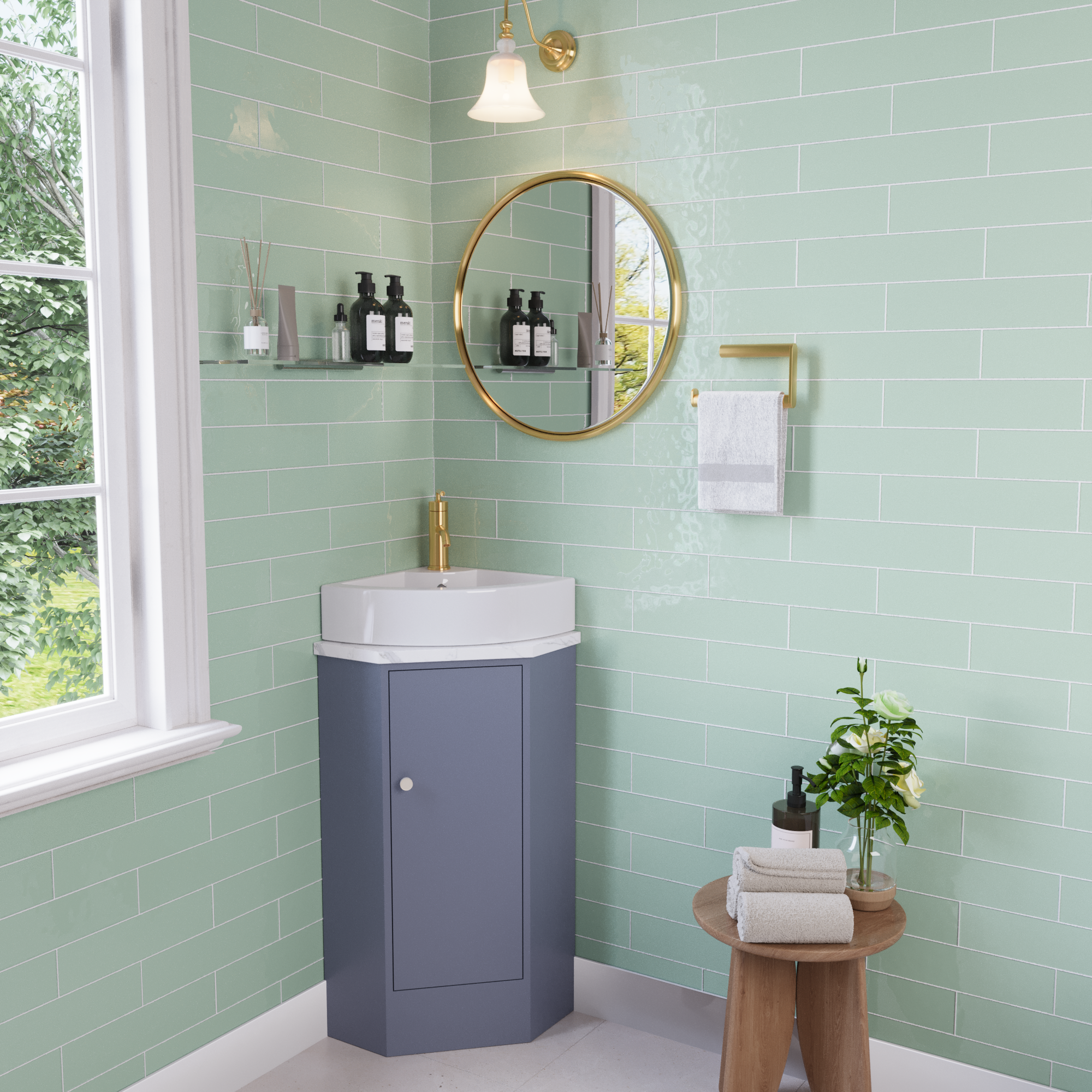 18"x13" Triangle Wall-Mount Sink, with Faucet Hole and Overflow