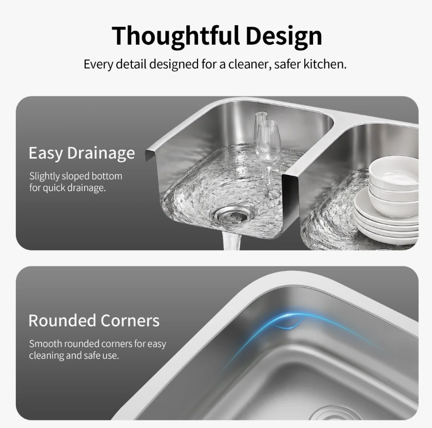 Deervalley DV-1K0542  Stainless Steel Kitchen Sink With Basket Strainer & Bottom Grids