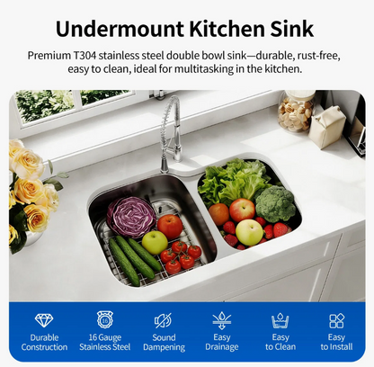 Deervalley DV-1K0542  Stainless Steel Kitchen Sink With Basket Strainer & Bottom Grids