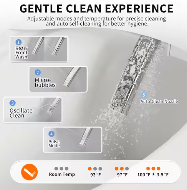 DeerValley DV-1SS0403 Smart Bidet Toilet Seat  Instant Heating Comfort Antibacterial Remote Control"