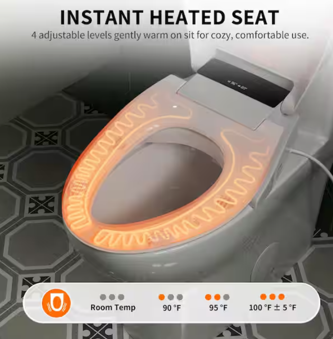 DeerValley DV-1SS0403 Smart Bidet Toilet Seat  Instant Heating Comfort Antibacterial Remote Control"