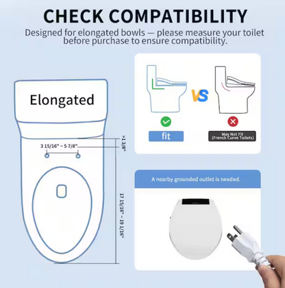 DeerValley DV-1SS0403 Smart Bidet Toilet Seat  Instant Heating Comfort Antibacterial Remote Control"