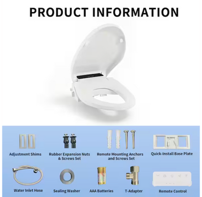 DeerValley DV-1SS0403 Smart Bidet Toilet Seat  Instant Heating Comfort Antibacterial Remote Control"