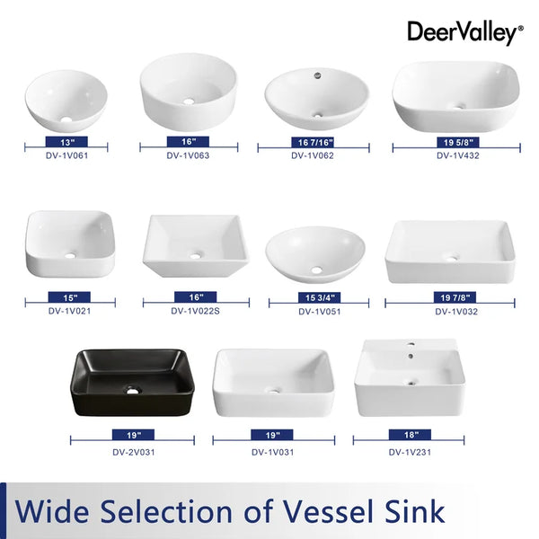 DeerValley Bath DeerValley DV-1V432 Prism White Ceramic Rectangular Vessel Bathroom Sink Vessel sink