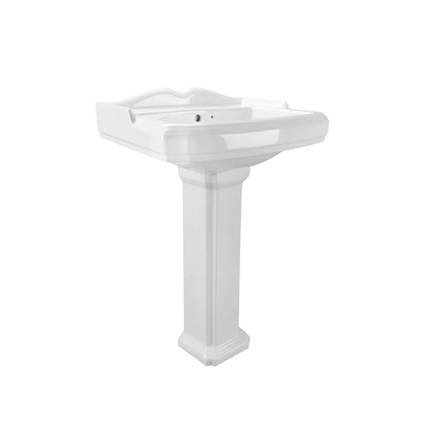 DeerValley Bath DeerValley DV-1P522 Dynasty 23" X 19" White Ceramic Pedestal Bathroom Sink With Overflow