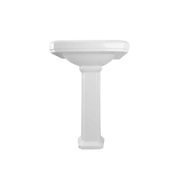DeerValley Bath DeerValley DV-1P522 Dynasty 23" X 19" White Ceramic Pedestal Bathroom Sink With Overflow