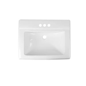 DeerValley Bath DeerValley DV-1P521 Apex 26" X 20" White Ceramic Rectangular Pedestal Bathroom Sink With Overflow