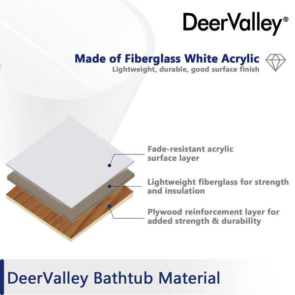 DeerValley Bath DeerValley DV-1T133 Ally 67" X 32" Freestanding Acrylic Bathtub
