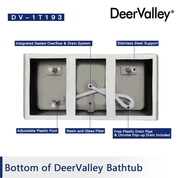 DeerValley Bath DeerValley DV-1T193 Apex 67" x 31" Freestanding Acrylic Bathtub