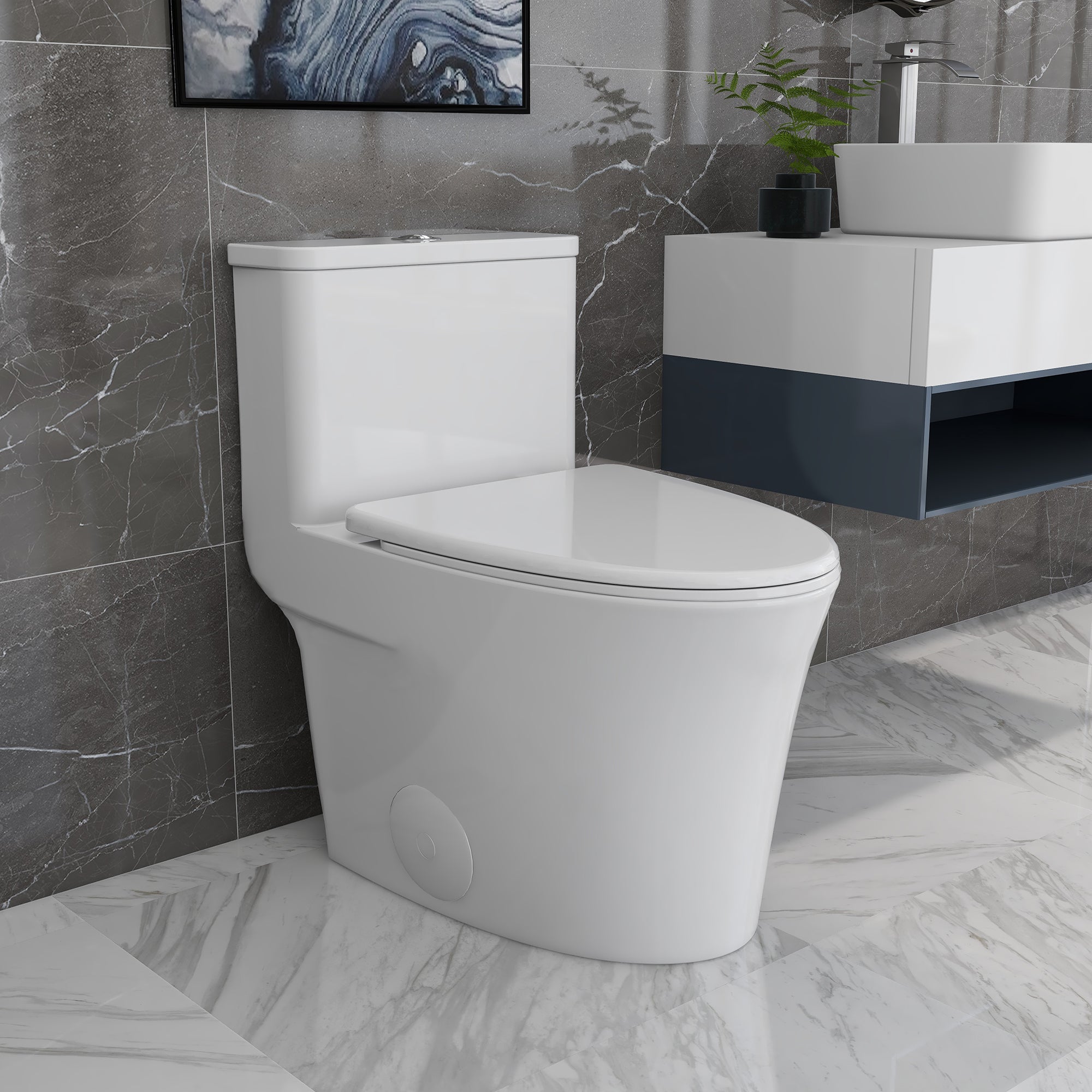 DeerValley DV-1F52807 Symmetry 1.28 GPF Elongated One-Piece Toilet (Seat Included)