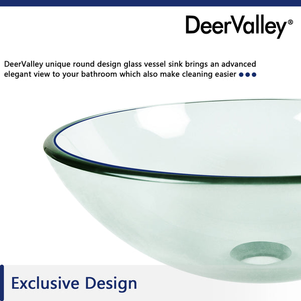 DeerValley Bath DeerValley DV-1G0005 Glass Circular Vessel Bathroom Sink Vessel Sink