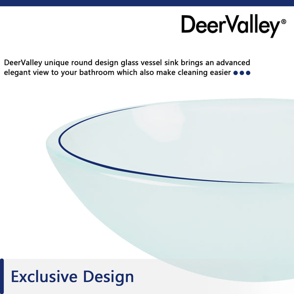 DeerValley Bath DeerValley DV-1G0007 Glass Circular Vessel Bathroom Sink Vessel Sink