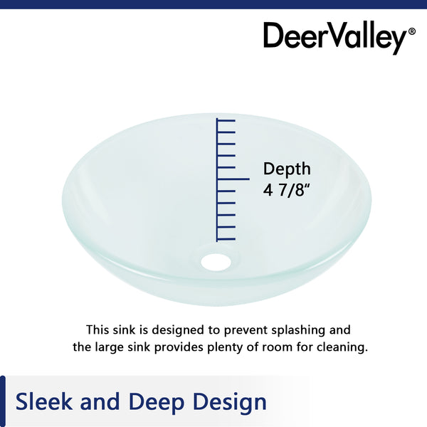 DeerValley Bath DeerValley DV-1G0007 Glass Circular Vessel Bathroom Sink Vessel Sink