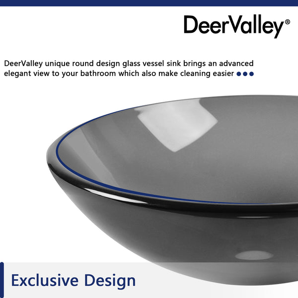 DeerValley Bath DeerValley DV-1G0008 Glass Circular Vessel Bathroom Sink Vessel sink