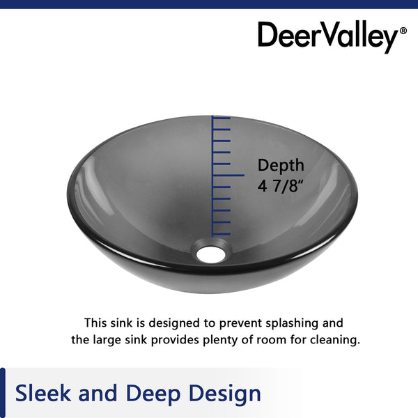 DeerValley Bath DeerValley DV-1G0008 Glass Circular Vessel Bathroom Sink Vessel sink