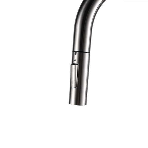 DeerValley Bath DeerValley DV-1J82281 Gleam Single Handle Stainless Steel Gooseneck Kitchen Faucet With Pull Down Sprayer Kitchen Faucet