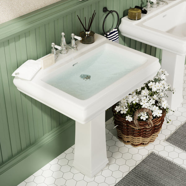 DeerValley Bath DeerValley DV-1P521 Apex 26" X 20" White Ceramic Rectangular Pedestal Bathroom Sink With Overflow