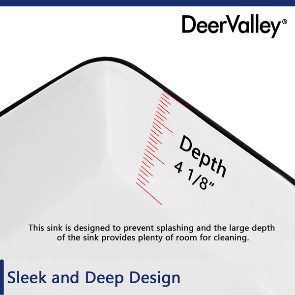 DeerValley Bath DeerValley DV-1V0002 Ally Black and White Ceramic Rectangular Vessel Bathroom Sink