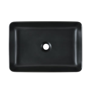 DeerValley Bath DeerValley DV-1V0010 Ally Black Ceramic Rectangular Round Sleek Vessel Bathroom Sink Vessel sink