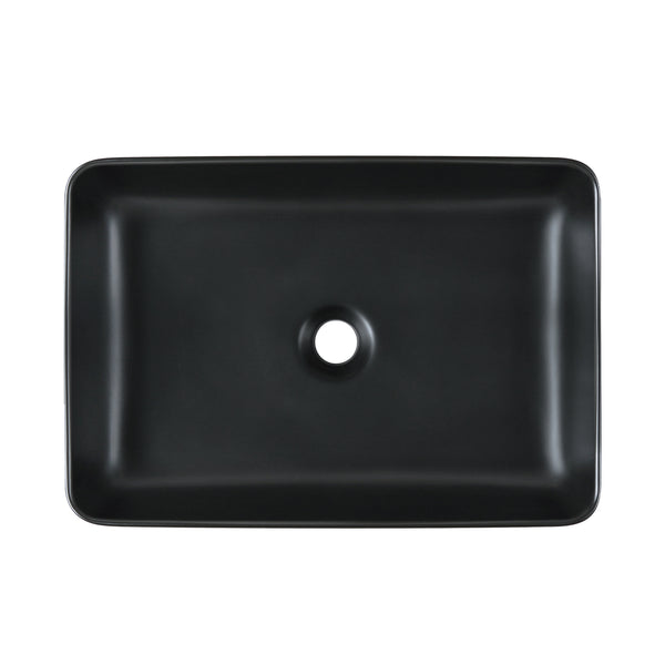 DeerValley Bath DeerValley DV-1V0010 Ally Black Ceramic Rectangular Round Sleek Vessel Bathroom Sink Vessel sink
