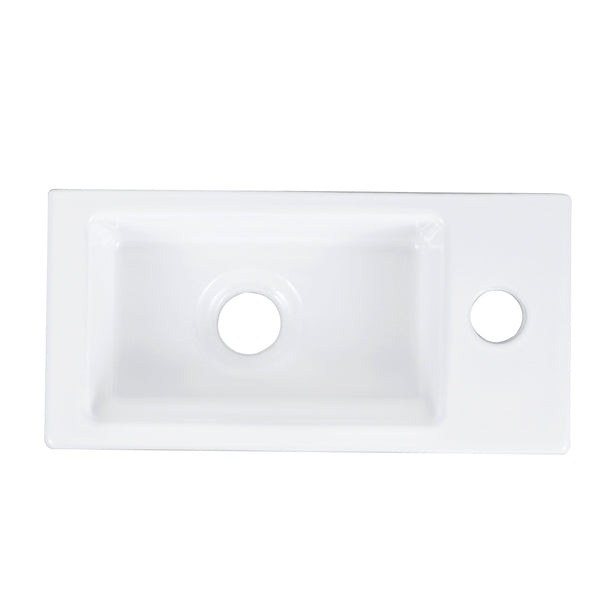 DeerValley Bath DeerValley DV-1V081R Liberty Ceramic Bathroom Wall Mount Space-saving Rectangular Right Hand Sink (Faucet on the Right Hand) Vessel sink