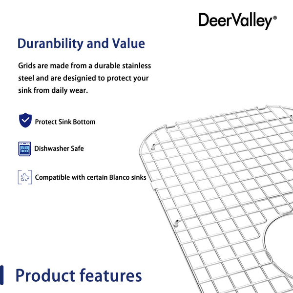 DeerValley Bath DeerValley DV-K026G03 27.5" x 14.25" Sink Grid (Compatible with DV-1K026) Kitchen Accessories